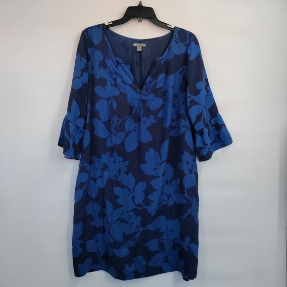Gap Plus Size Floral Print Notched V-Neck Flounce Sleeve Midi Dress 14 Women - Picture 1 of 16
